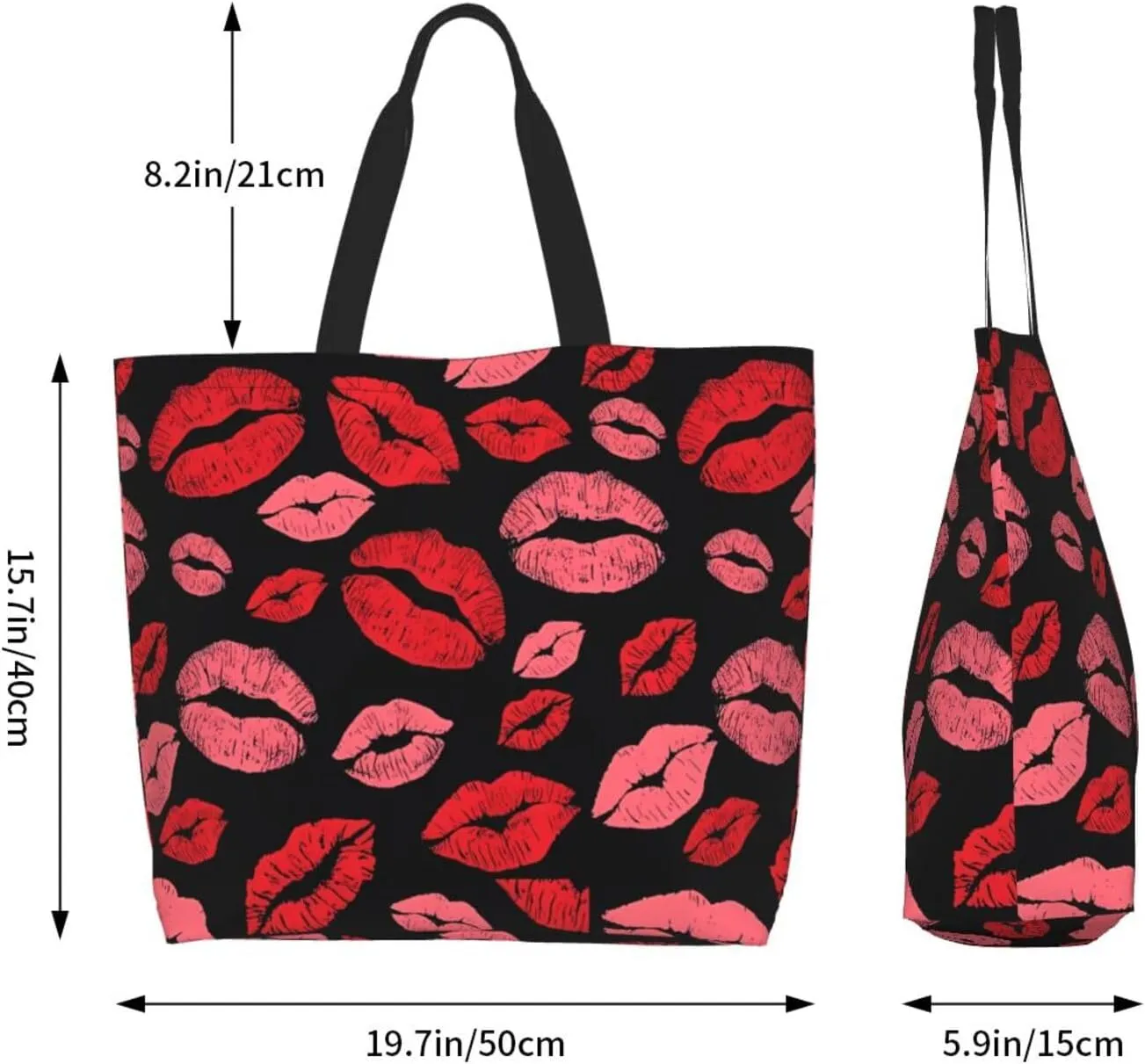 Kiss Kissing Lips Lipstick Lipgloss Women's Tote Bag Large Capacity Single Shoulder Bags Handbag for Shopping Work