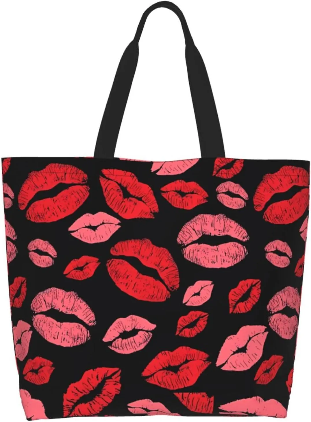 Kiss Kissing Lips Lipstick Lipgloss Women's Tote Bag Large Capacity Single Shoulder Bags Handbag for Shopping Work