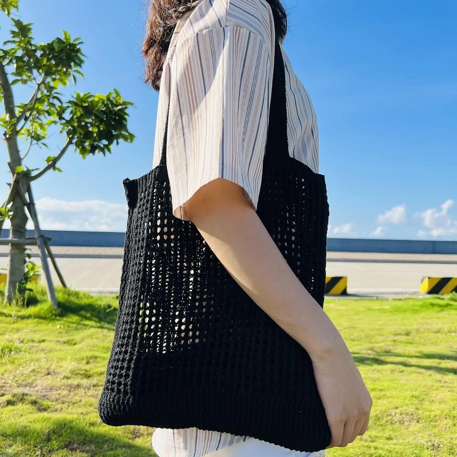 Knitted Women's Crossbody Hobo Shoulder Bags Top-Handle Bag Cutout Grunge Aesthetic Accessories Tote Bag