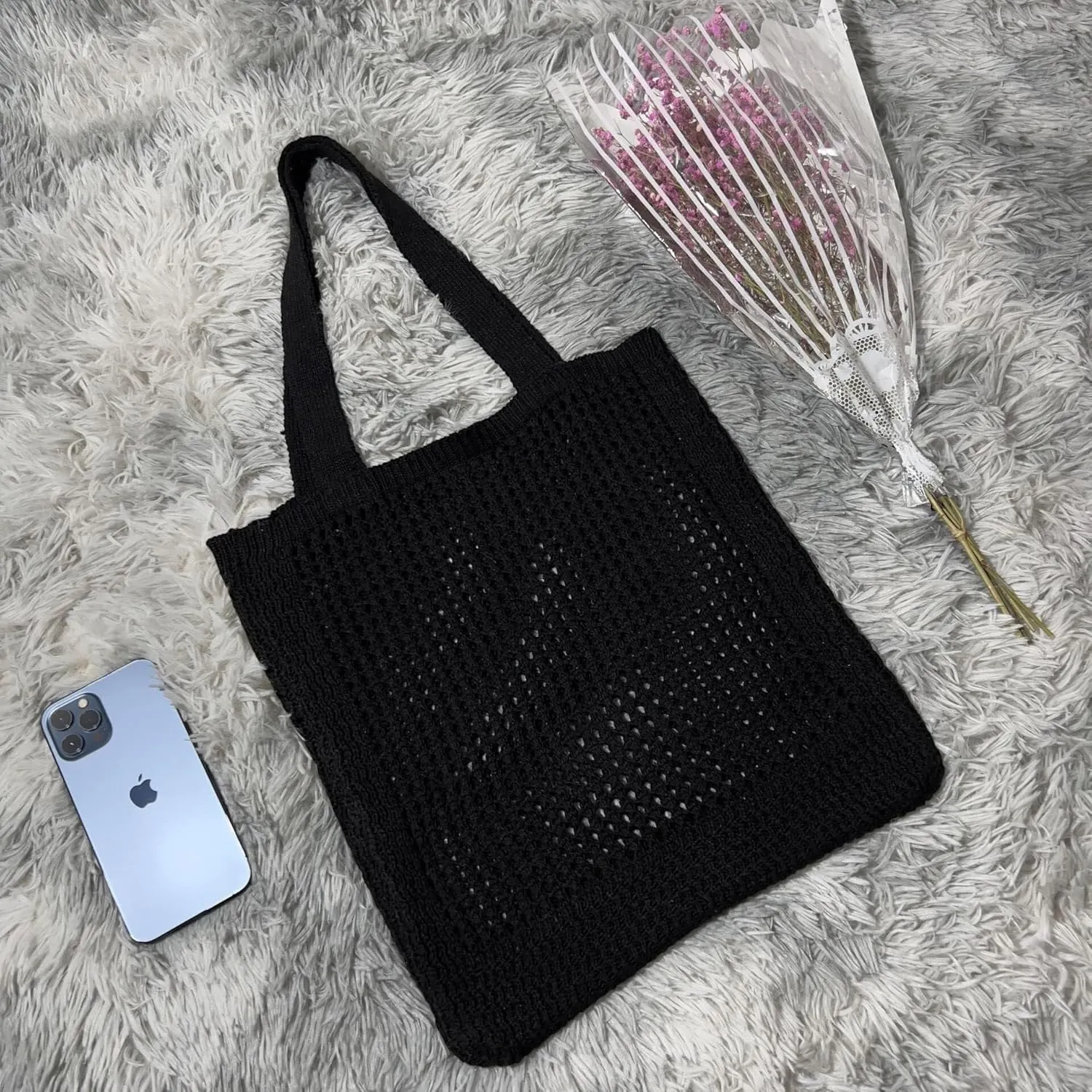 Knitted Women's Crossbody Hobo Shoulder Bags Top-Handle Bag Cutout Grunge Aesthetic Accessories Tote Bag