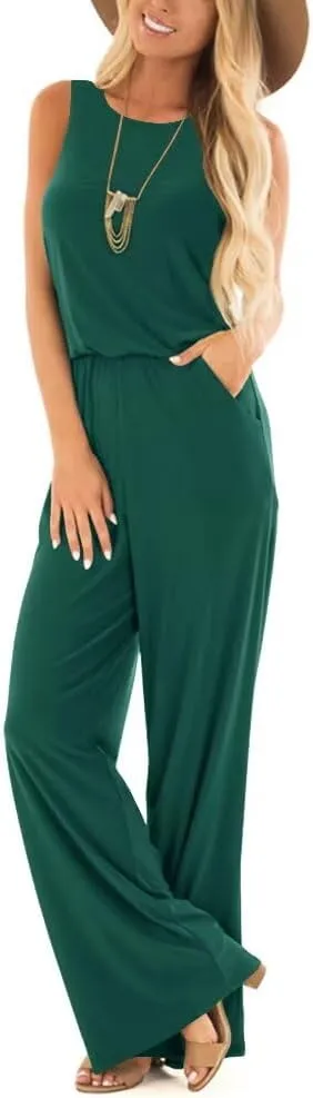 Lacozy Women's Summer Sleeveless Jumpsuits Casual Wide Leg Long Pants One Piece Jumpsuits Rompers 2025