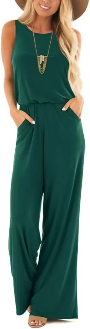 Lacozy Women's Summer Sleeveless Jumpsuits Casual Wide Leg Long Pants One Piece Jumpsuits Rompers 2025