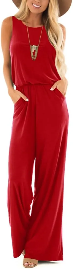 Lacozy Women's Summer Sleeveless Jumpsuits Casual Wide Leg Long Pants One Piece Jumpsuits Rompers 2025