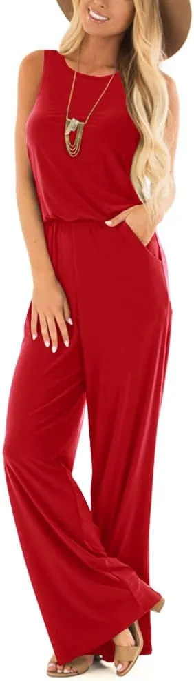 Lacozy Women's Summer Sleeveless Jumpsuits Casual Wide Leg Long Pants One Piece Jumpsuits Rompers 2025