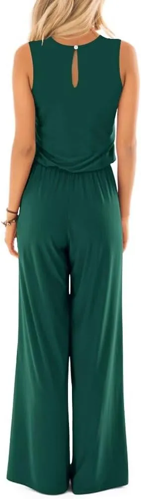 Lacozy Women's Summer Sleeveless Jumpsuits Casual Wide Leg Long Pants One Piece Jumpsuits Rompers 2025