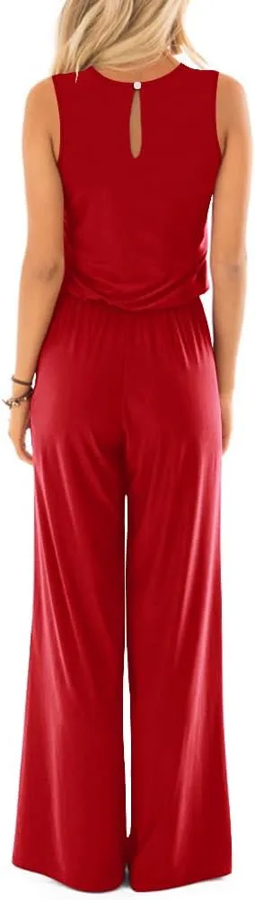 Lacozy Women's Summer Sleeveless Jumpsuits Casual Wide Leg Long Pants One Piece Jumpsuits Rompers 2025