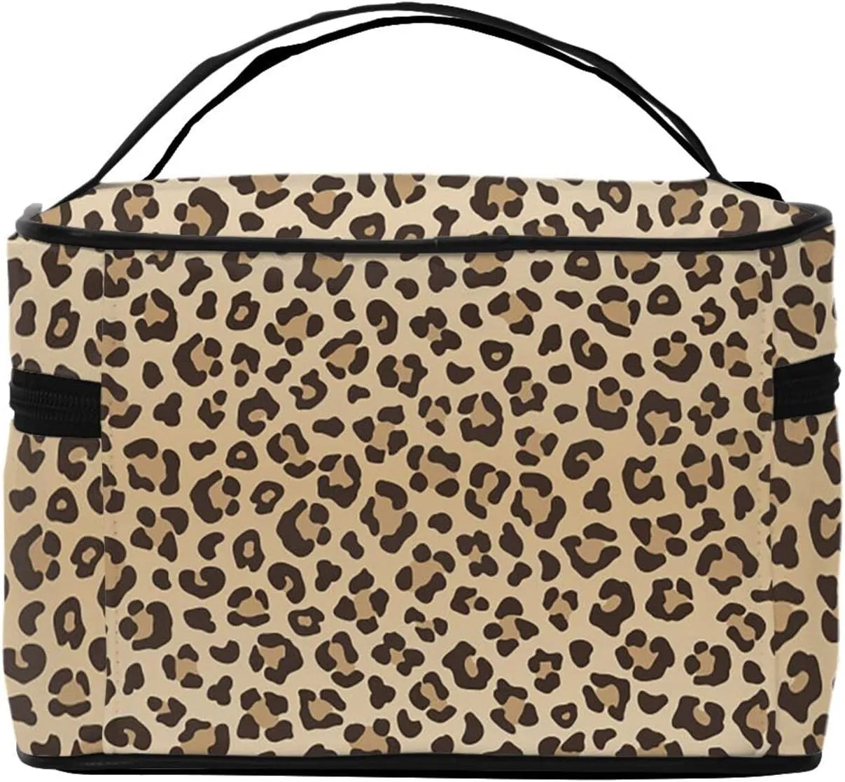 Leopard Print Travel Makeup Cosmetic Bag for Women Large Toiletry Bag Portable Accessories Storage Case Organizer