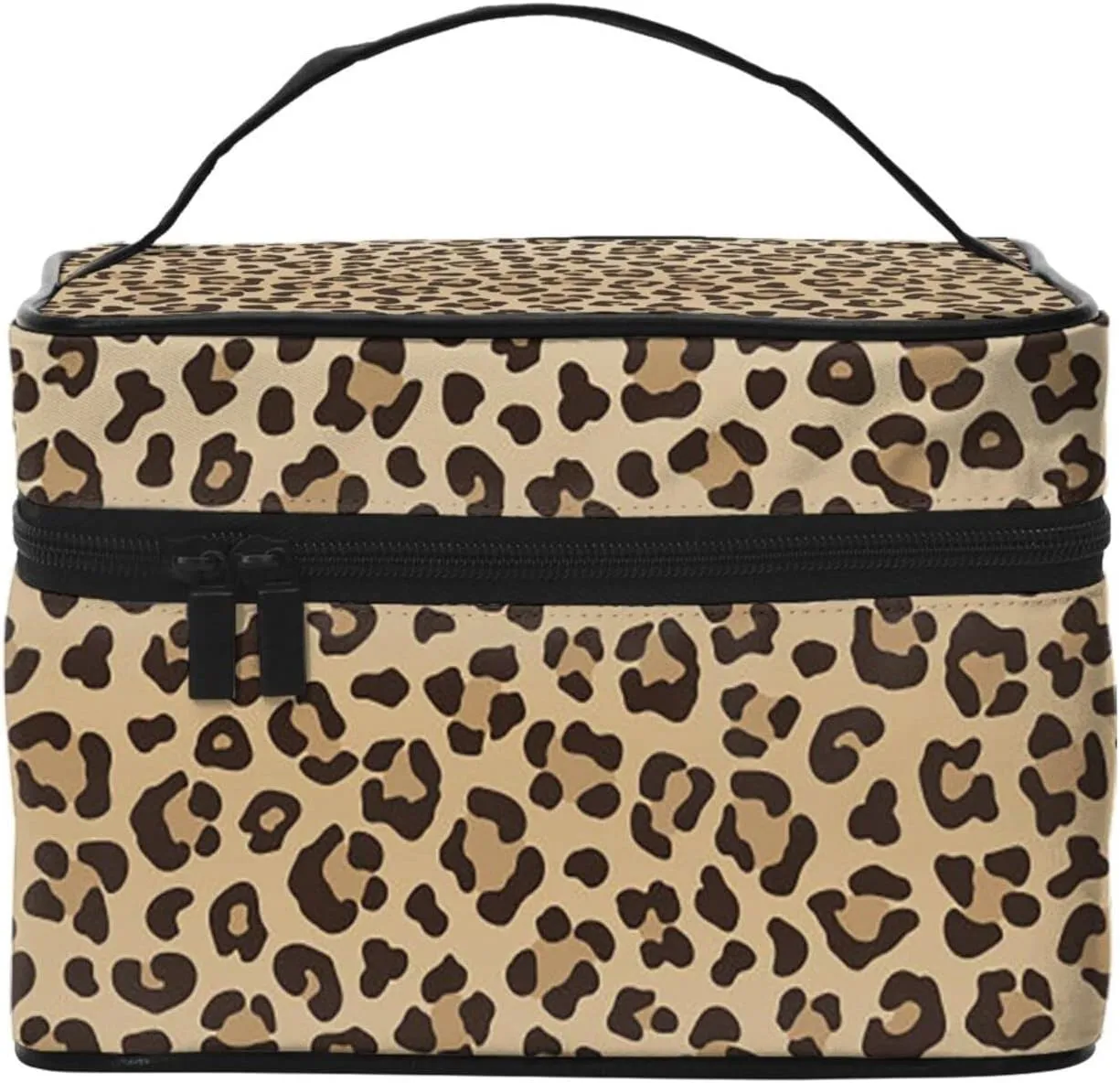 Leopard Print Travel Makeup Cosmetic Bag for Women Large Toiletry Bag Portable Accessories Storage Case Organizer