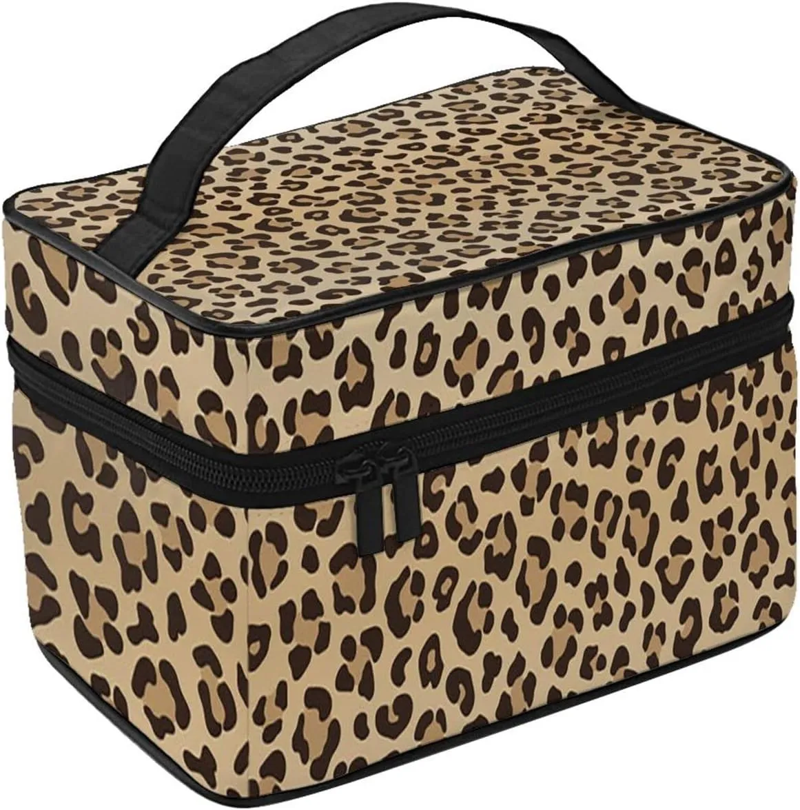 Leopard Print Travel Makeup Cosmetic Bag for Women Large Toiletry Bag Portable Accessories Storage Case Organizer