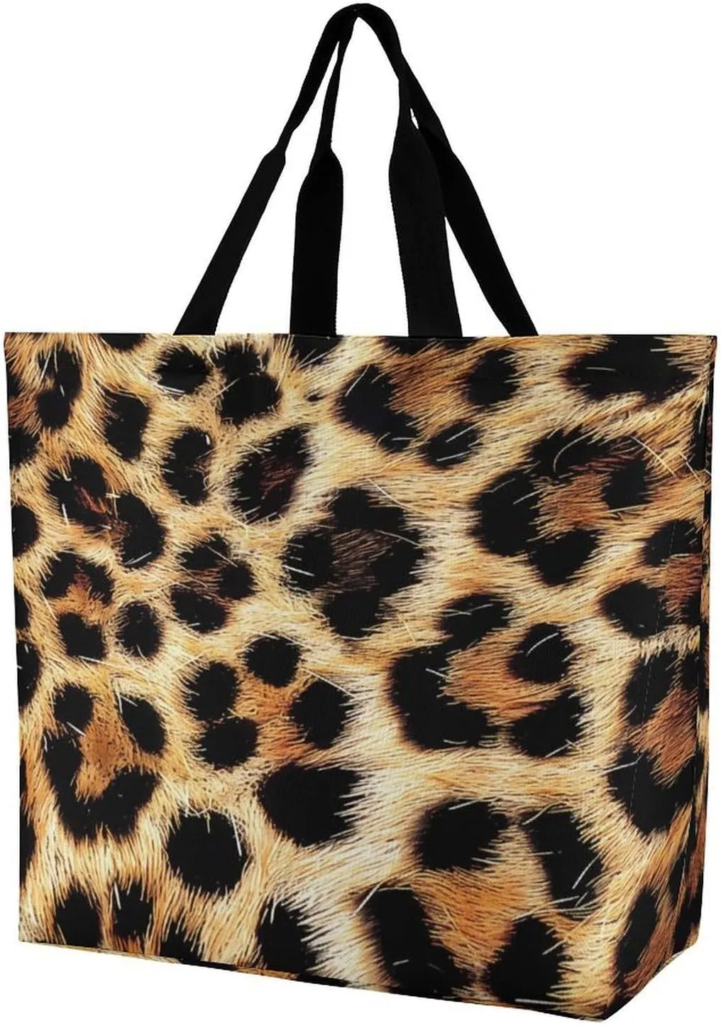 Leopard Skin Women's Shoulder Shopping Bags Foldable Tote Bag Large Capacity Handbag for Work Travel