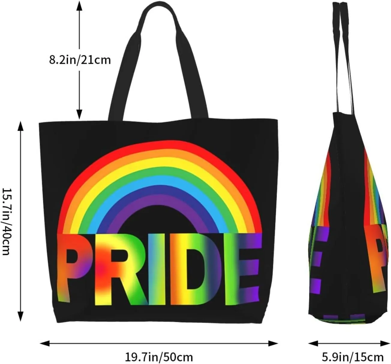 LGBT Pride Rainbow Gay allyship Heart Women's Tote Bag Large Capacity Single Shoulder Bags Handbag for Shopping Work