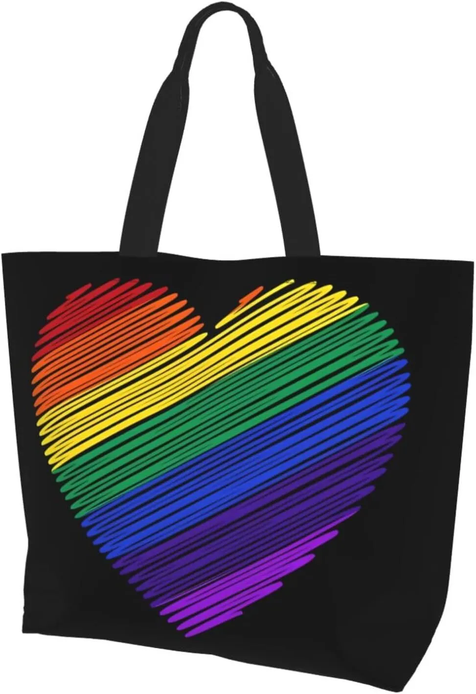 LGBT Pride Rainbow Gay allyship Heart Women's Tote Bag Large Capacity Single Shoulder Bags Handbag for Shopping Work