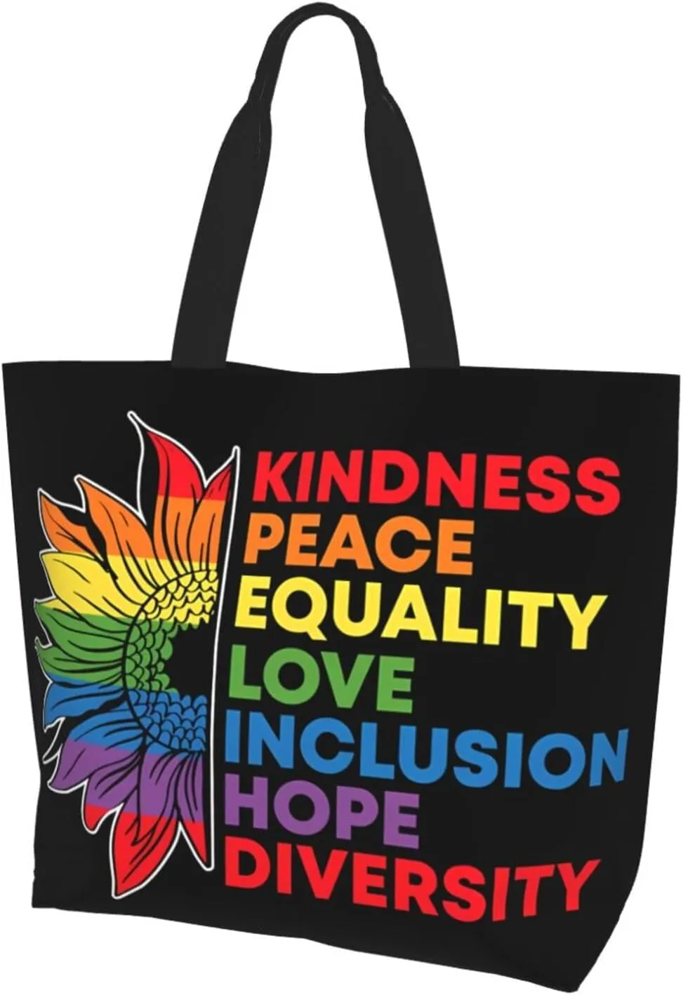 LGBT Pride Rainbow Gay allyship Heart Women's Tote Bag Large Capacity Single Shoulder Bags Handbag for Shopping Work