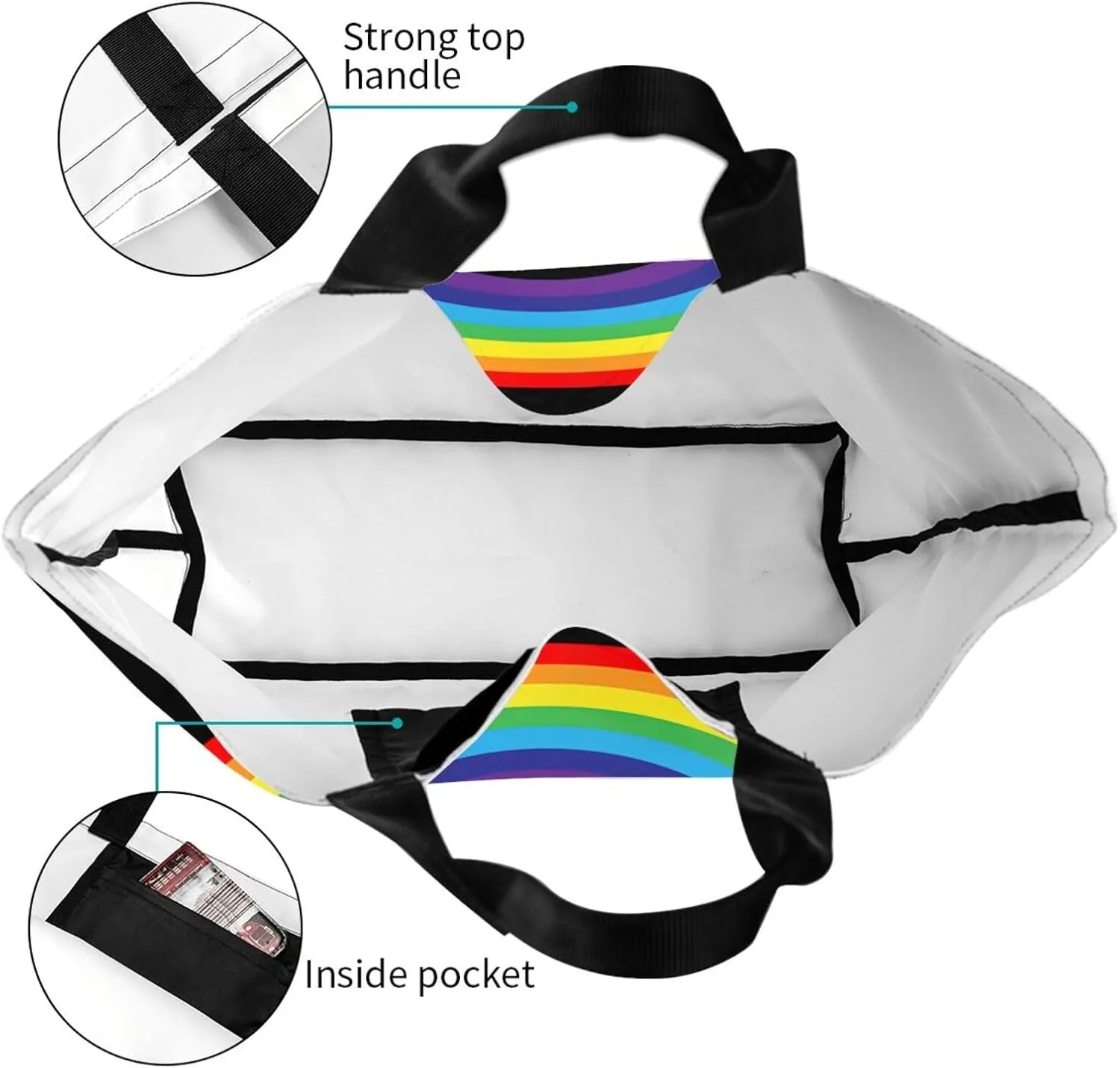 LGBT Pride Rainbow Gay allyship Heart Women's Tote Bag Large Capacity Single Shoulder Bags Handbag for Shopping Work