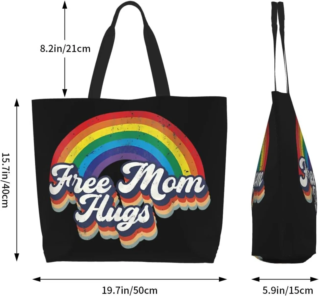 LGBT Pride Rainbow Gay allyship Heart Women's Tote Bag Large Capacity Single Shoulder Bags Handbag for Shopping Work