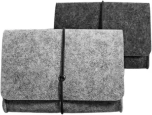 LIFKOME 2pcs Felt Storage Bag Set Small Phone Pouch Electronics Accessories Organizer Light Grey Felt Insert