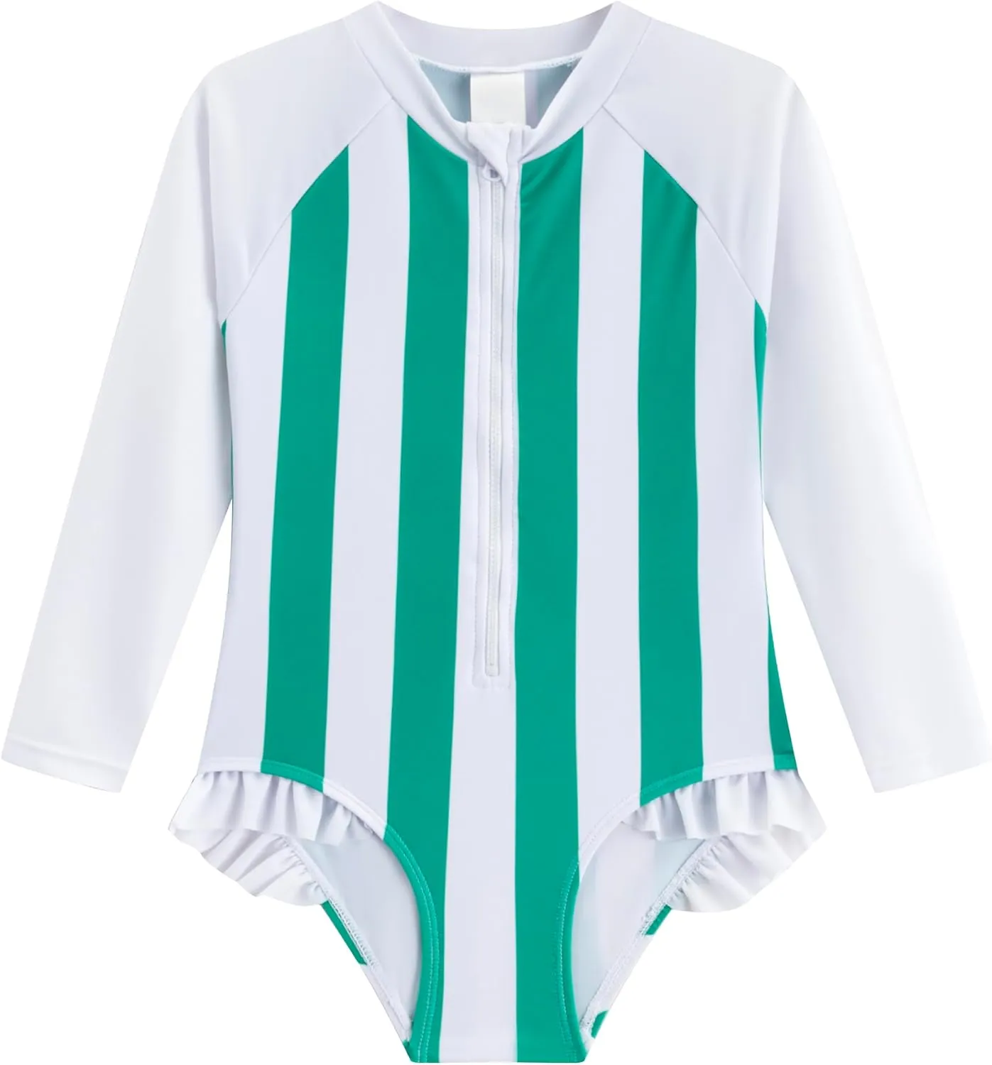 LIZENS Girls' One-Piece Swimwear Rash Guard Swimsuit Zipper Bathing Suits Long Sleeve Ruffle Girl Full Cover Flower Print
