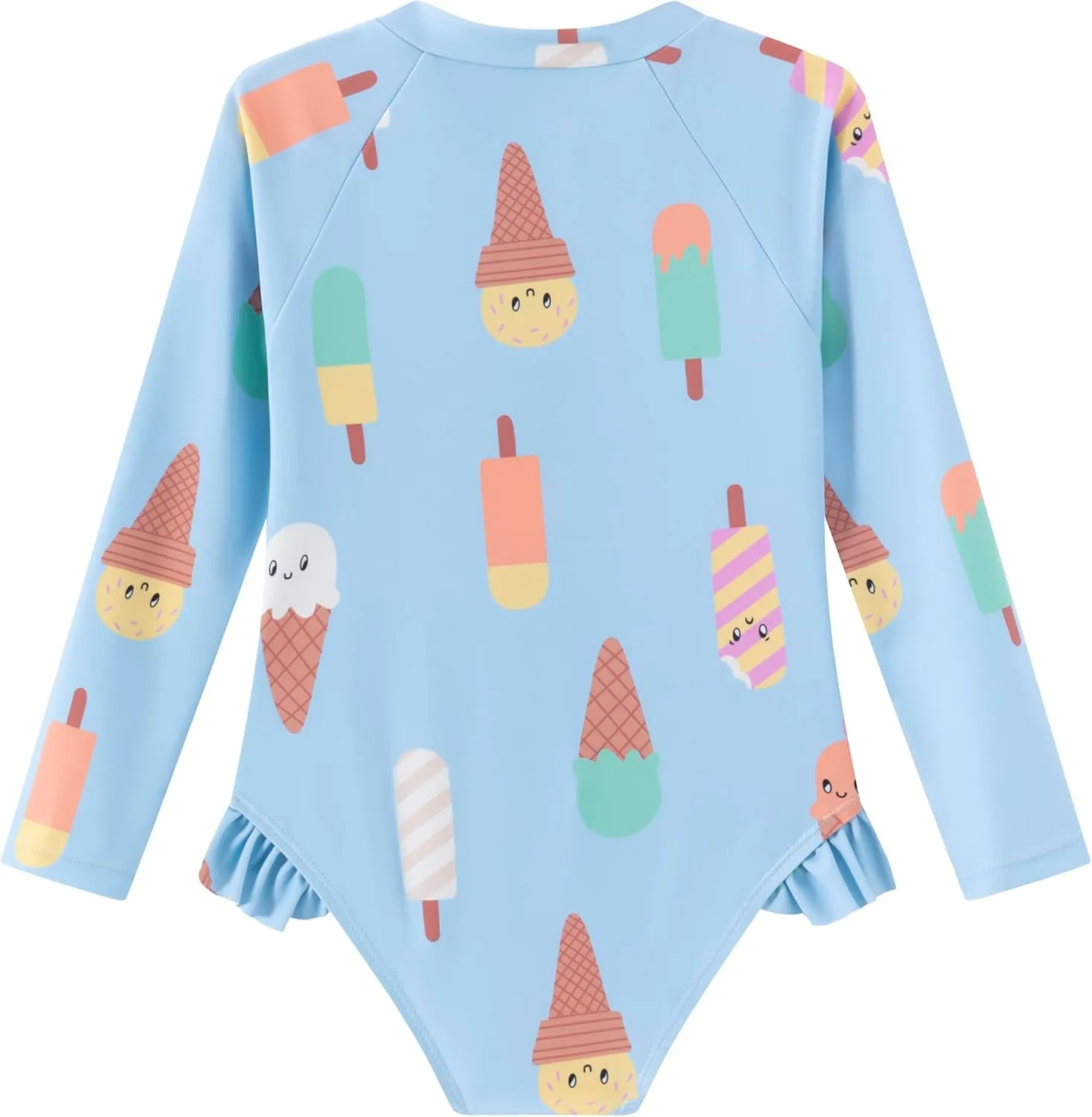 LIZENS Girls' One-Piece Swimwear Rash Guard Swimsuit Zipper Bathing Suits Long Sleeve Ruffle Girl Full Cover Flower Print