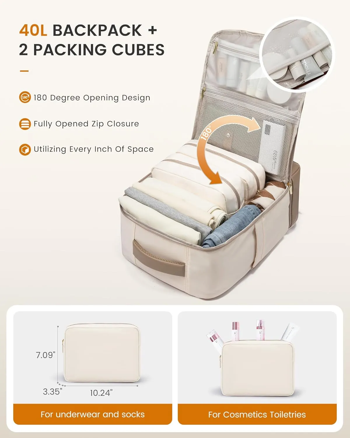 LOVEVOOK Travel Backpack for Women with Shoes Compartment,40L Personal Item Travel Bag Flight Approved Carry On Backpack with 2 Packing Cubes,Large Casual Weekender Luggage Daypack
