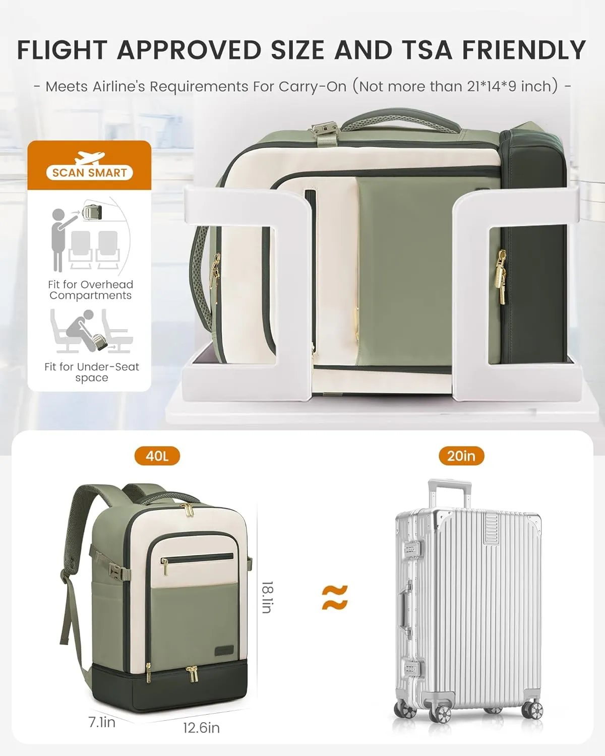 LOVEVOOK Travel Backpack for Women with Shoes Compartment,40L Personal Item Travel Bag Flight Approved Carry On Backpack with 2 Packing Cubes,Large Casual Weekender Luggage Daypack