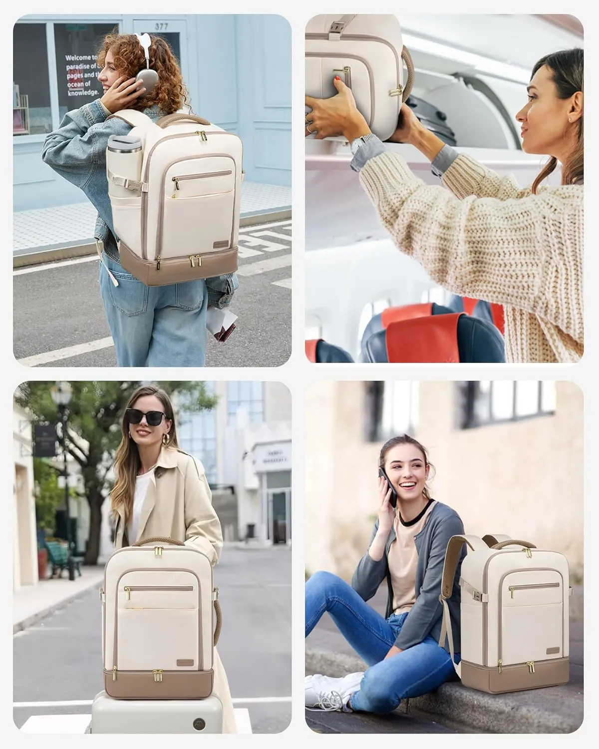 LOVEVOOK Travel Backpack for Women with Shoes Compartment,40L Personal Item Travel Bag Flight Approved Carry On Backpack with 2 Packing Cubes,Large Casual Weekender Luggage Daypack