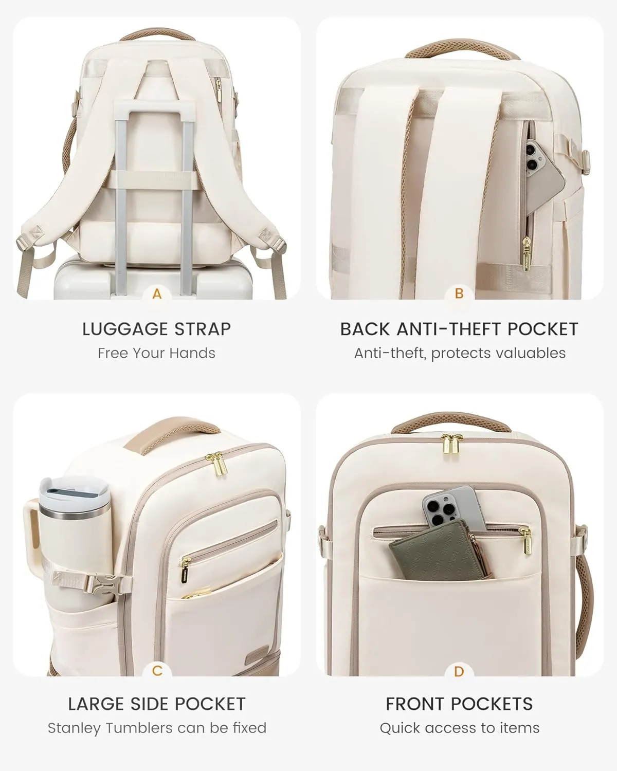 LOVEVOOK Travel Backpack for Women with Shoes Compartment,40L Personal Item Travel Bag Flight Approved Carry On Backpack with 2 Packing Cubes,Large Casual Weekender Luggage Daypack