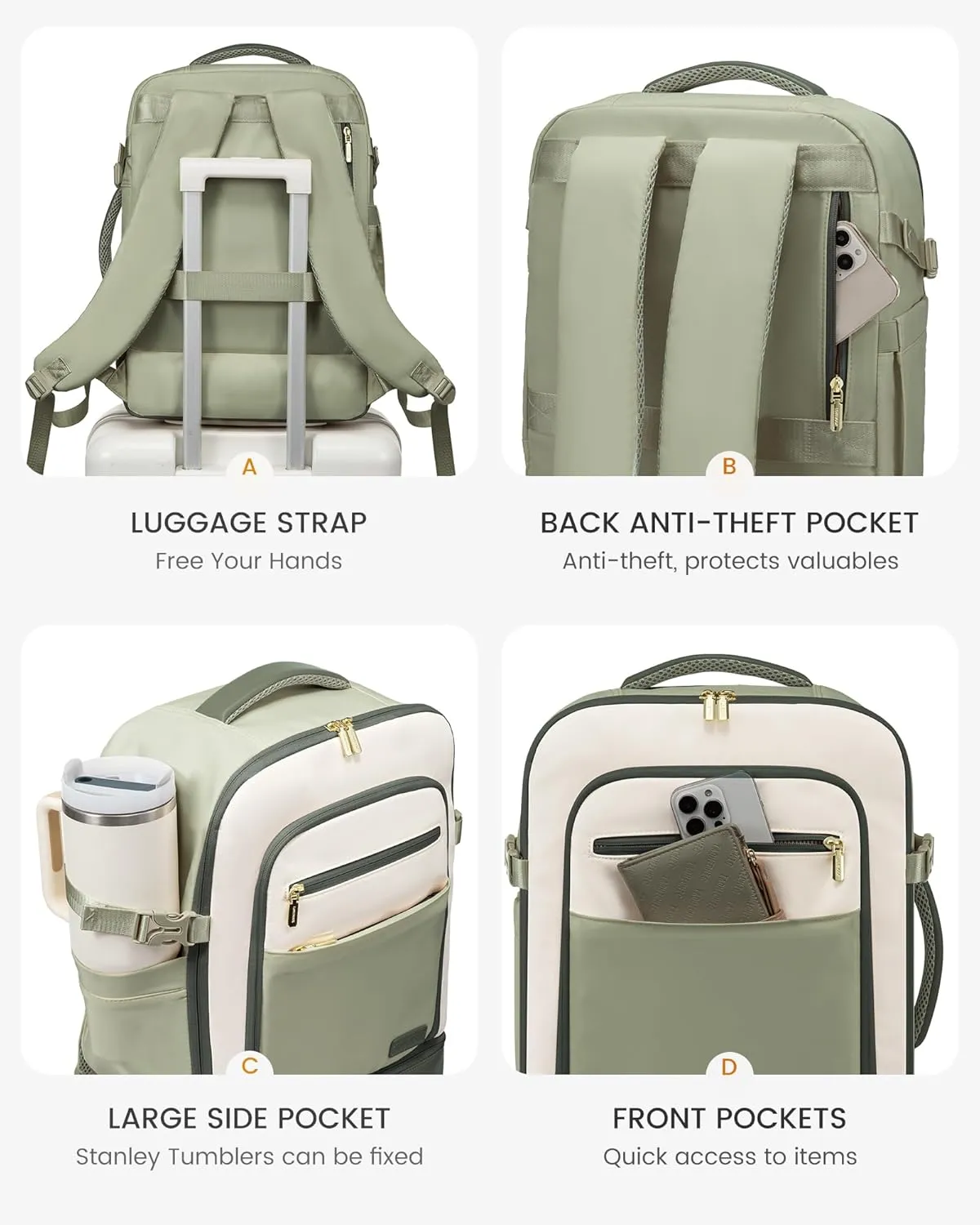 LOVEVOOK Travel Backpack for Women with Shoes Compartment,40L Personal Item Travel Bag Flight Approved Carry On Backpack with 2 Packing Cubes,Large Casual Weekender Luggage Daypack