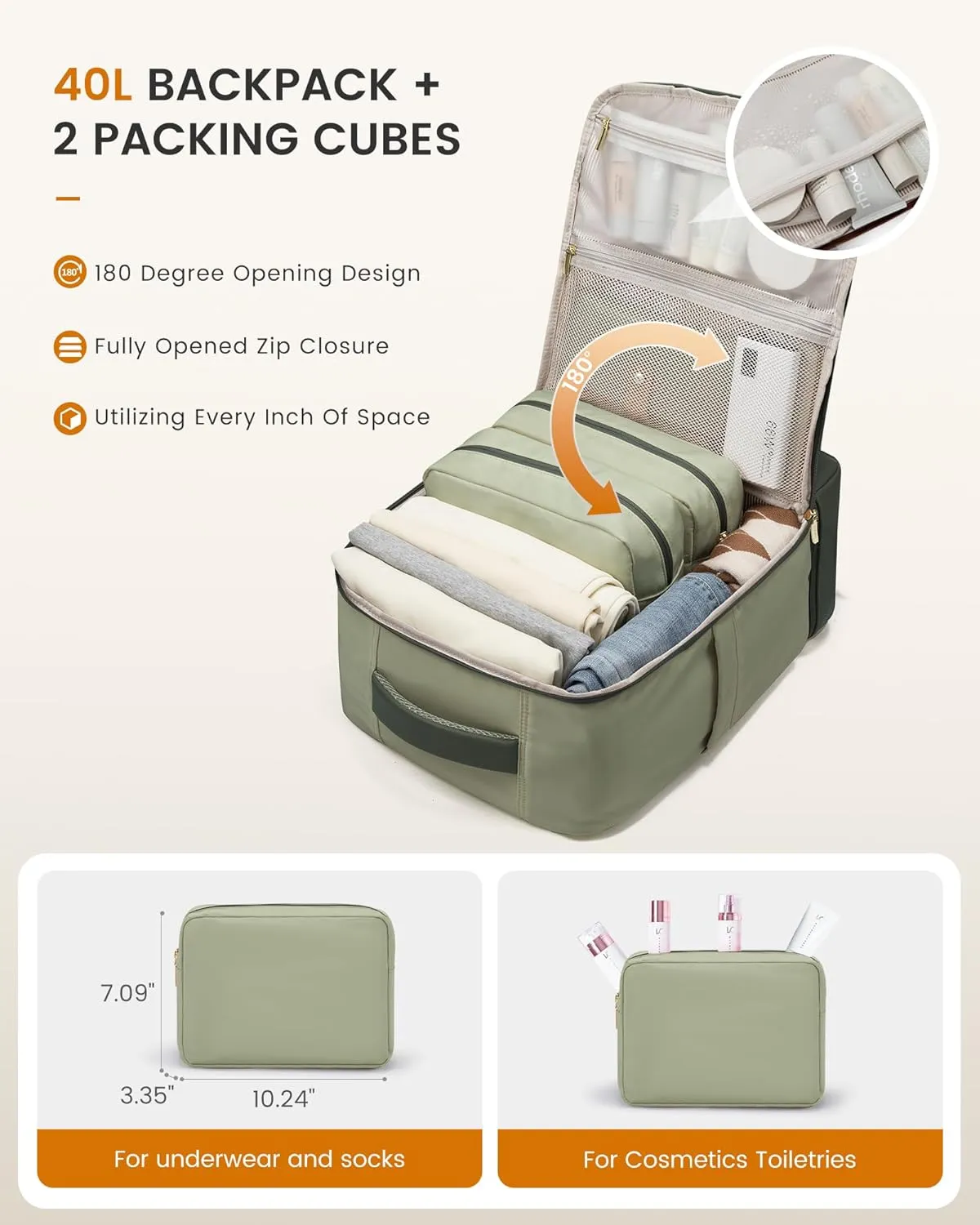 LOVEVOOK Travel Backpack for Women with Shoes Compartment,40L Personal Item Travel Bag Flight Approved Carry On Backpack with 2 Packing Cubes,Large Casual Weekender Luggage Daypack