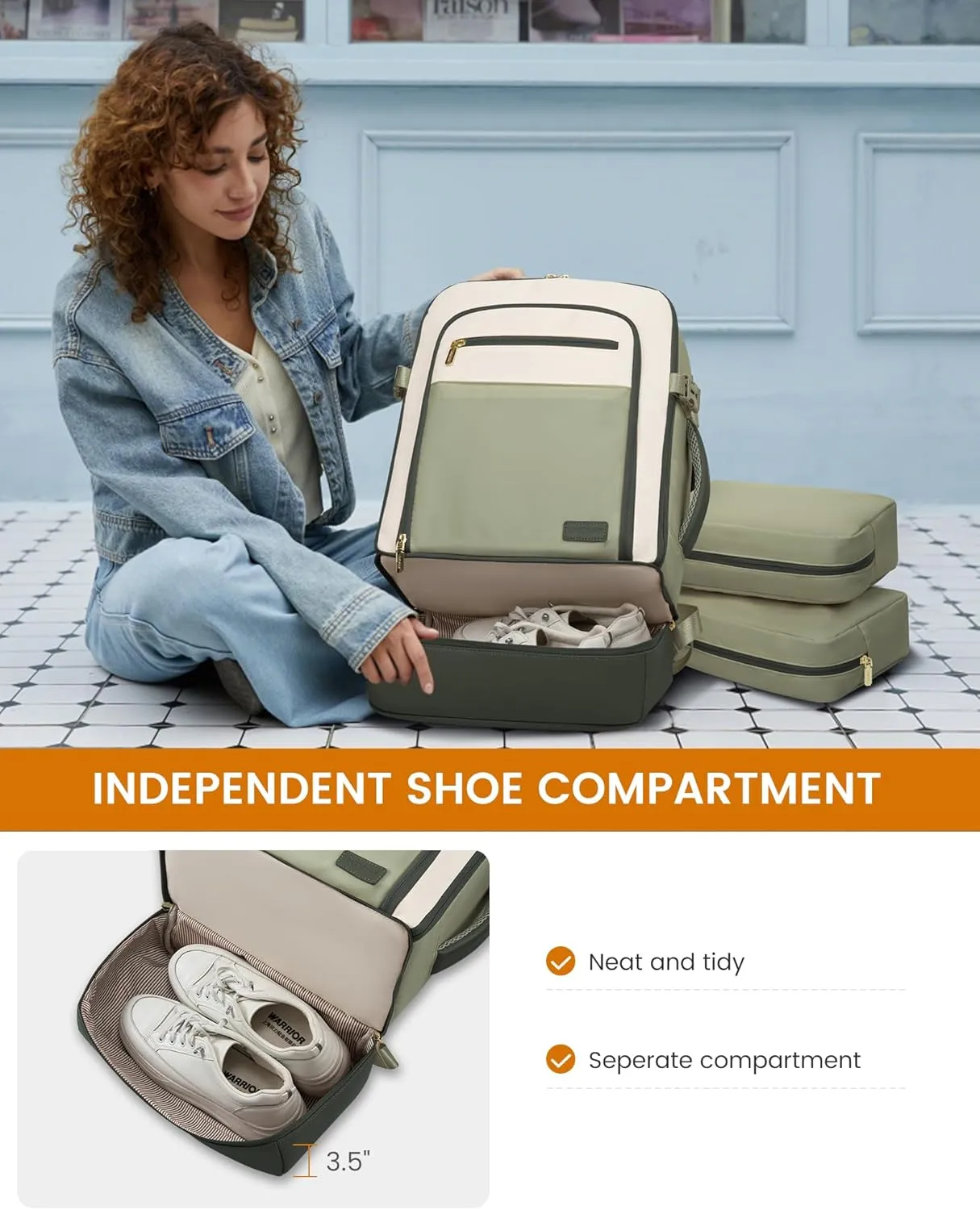 LOVEVOOK Travel Backpack for Women with Shoes Compartment,40L Personal Item Travel Bag Flight Approved Carry On Backpack with 2 Packing Cubes,Large Casual Weekender Luggage Daypack