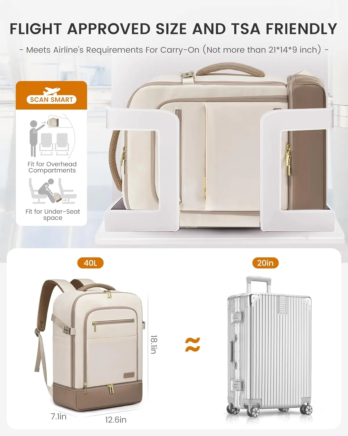 LOVEVOOK Travel Backpack for Women with Shoes Compartment,40L Personal Item Travel Bag Flight Approved Carry On Backpack with 2 Packing Cubes,Large Casual Weekender Luggage Daypack