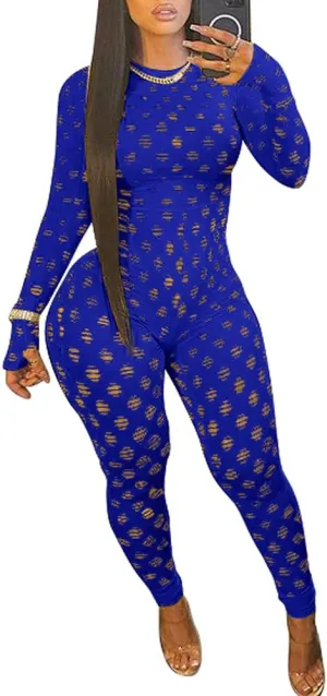 MENCCINO Sexy Club Outfits for Women One Piece Jumpsuits Long Sleeve Bodysuits Bodycon Leggings Pants Suits