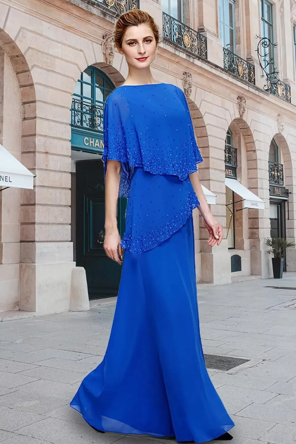 Mother of The Bride Dresses Glitter Diamonds Small Capes Plus Size Dresses Wedding Evening Party Dresses Formal