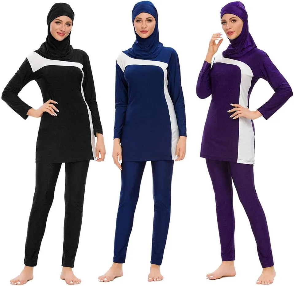 Muslim Swimsuits for Women Modest Swimwear 3 Piece Islamic Long Sleeve Burkini