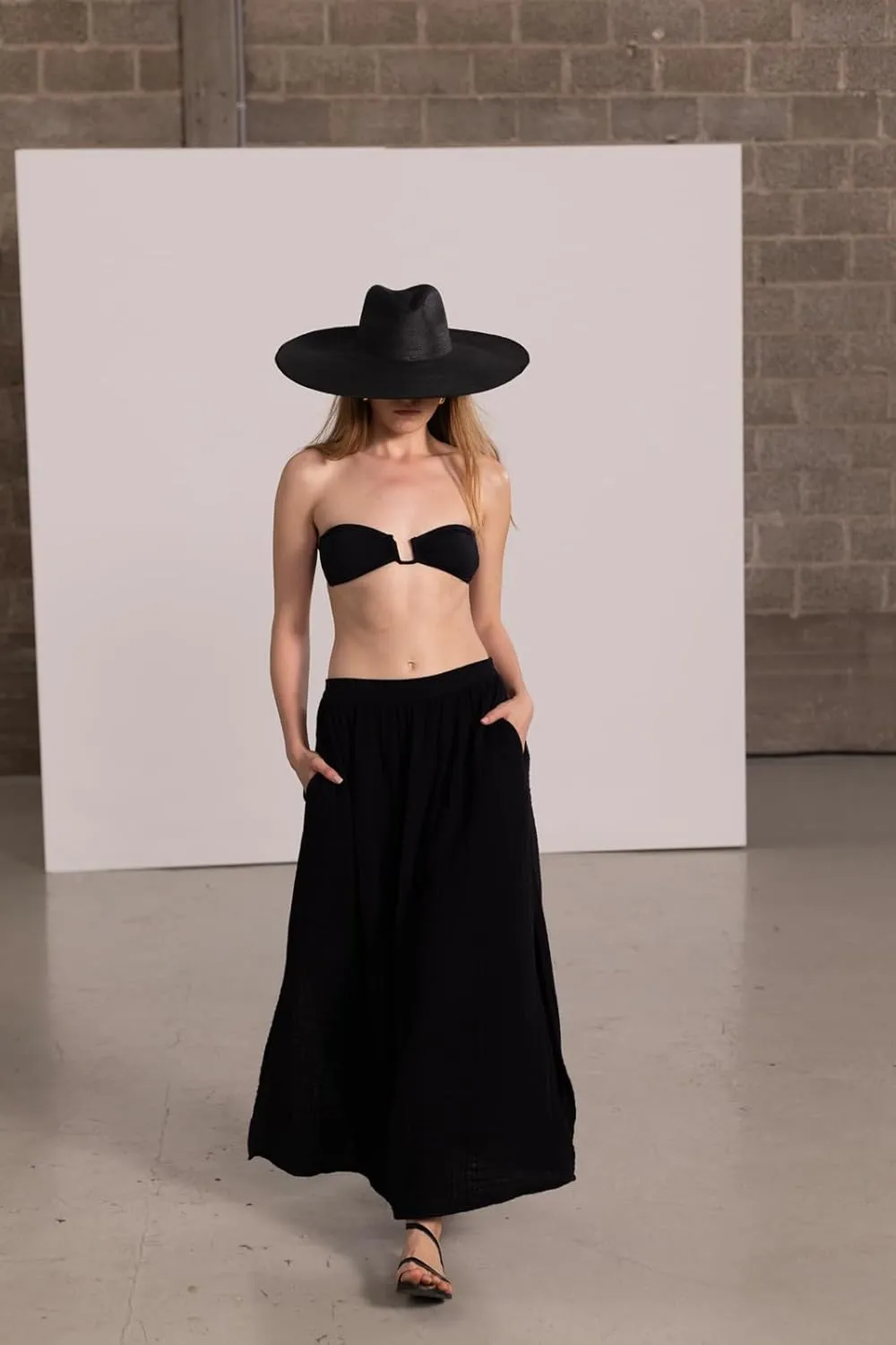 Natural Cover Up 100% Cotton Side Slit Maxi Skirt Swimsuit Coverup for Women, Effortlessly Elegant and Stylish Beachwear