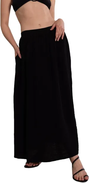 Natural Cover Up 100% Cotton Side Slit Maxi Skirt Swimsuit Coverup for Women, Effortlessly Elegant and Stylish Beachwear