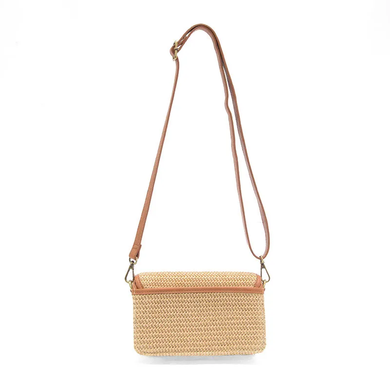 Natural Straw Bonnie Mini Organizer Bamboo Turnlock Crossbody