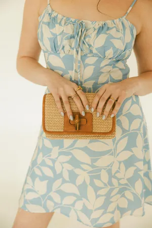 Natural Straw Bonnie Mini Organizer Bamboo Turnlock Crossbody