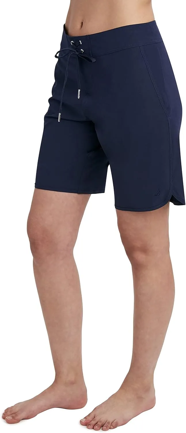 Nautica Women's Standard Board 9" Inseam  Quick Dry Swim Shorts, Swimsuit Bottom, Bikini Cover Up, Beachwear