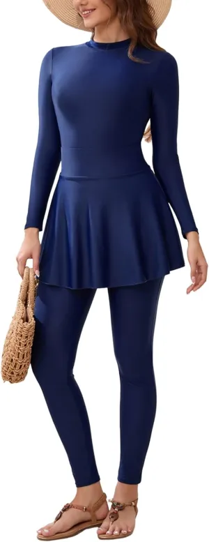 ODIZLI Women's Muslim Swimwear Suit Rash Guard Long Sleeve Swimsuit Surfing Bathing Suit Wetsuit