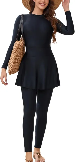ODIZLI Women's Muslim Swimwear Suit Rash Guard Long Sleeve Swimsuit Surfing Bathing Suit Wetsuit