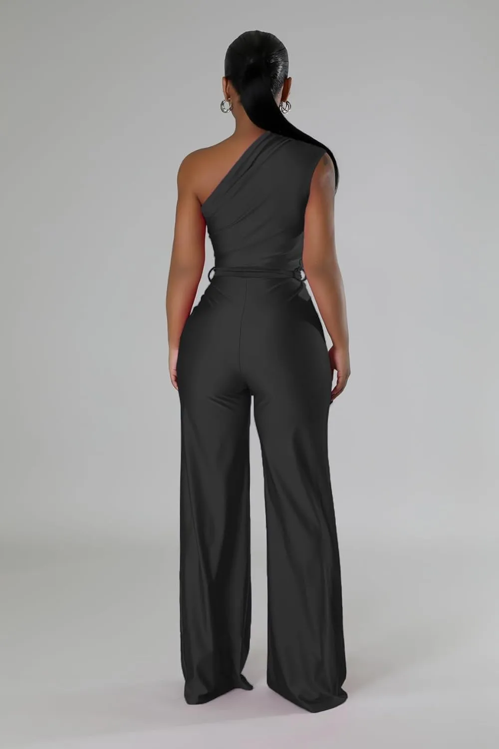 One Piece Jumpsuits for Women Casual Wide Leg Pants Set Holiday Outfits Sexy Romper Clubwear with Belt