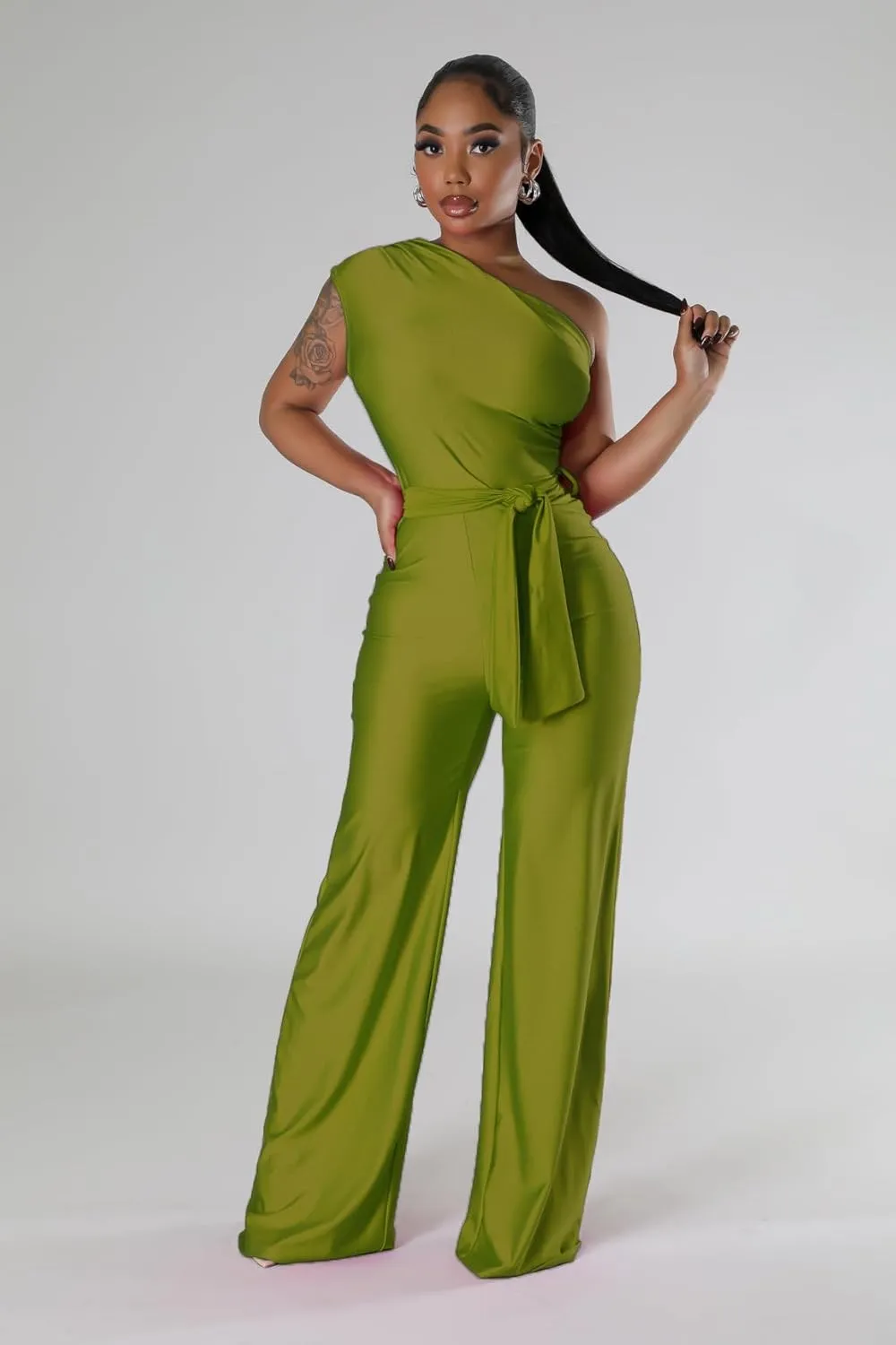 One Piece Jumpsuits for Women Casual Wide Leg Pants Set Holiday Outfits Sexy Romper Clubwear with Belt