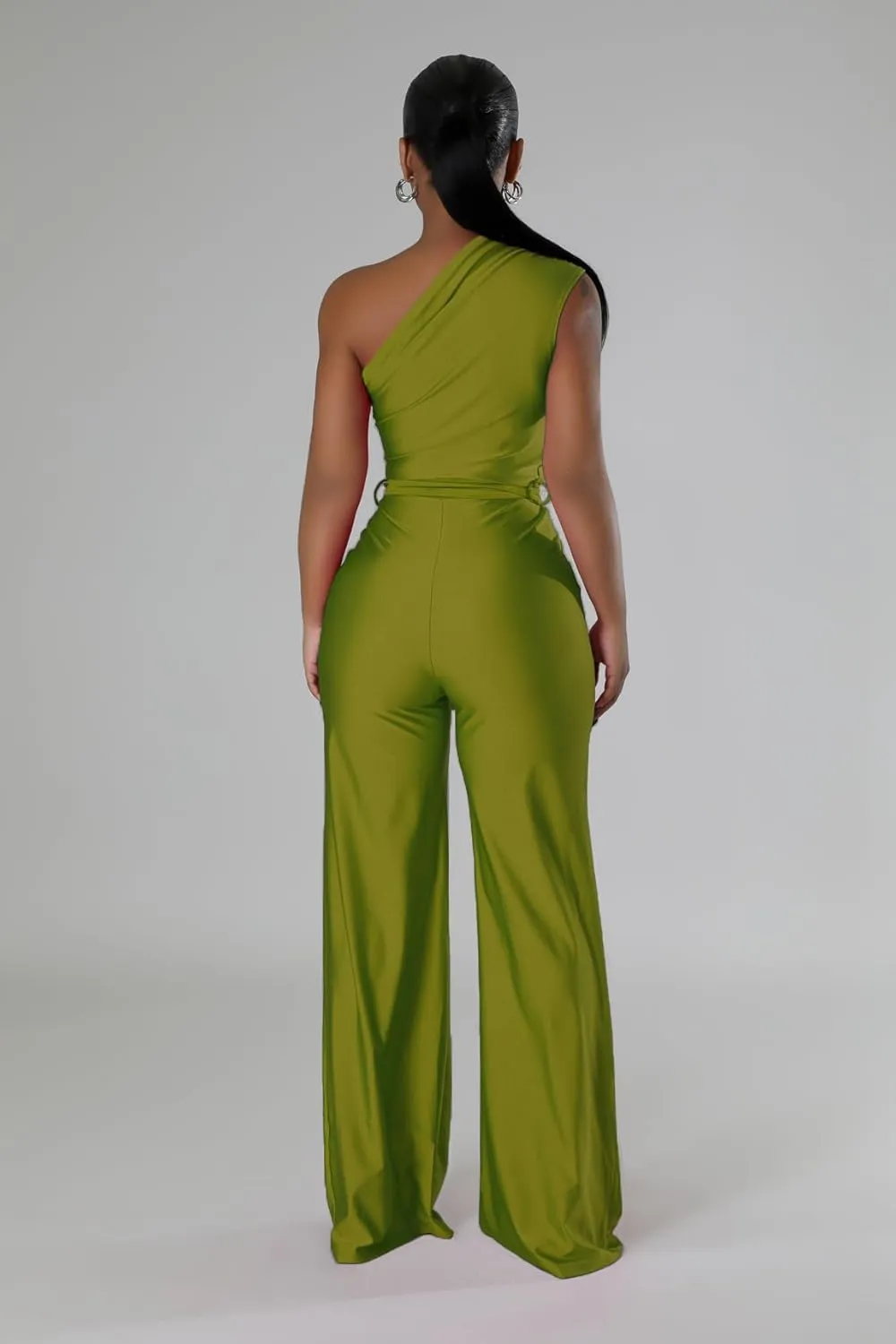 One Piece Jumpsuits for Women Casual Wide Leg Pants Set Holiday Outfits Sexy Romper Clubwear with Belt