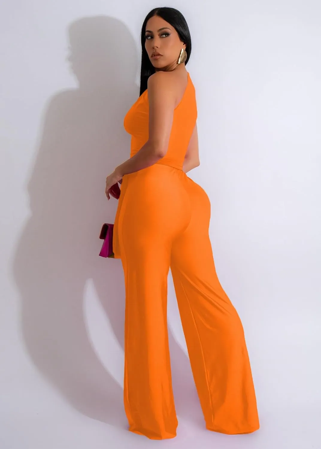 One Piece Jumpsuits for Women Casual Wide Leg Pants Set Holiday Outfits Sexy Romper Clubwear with Belt