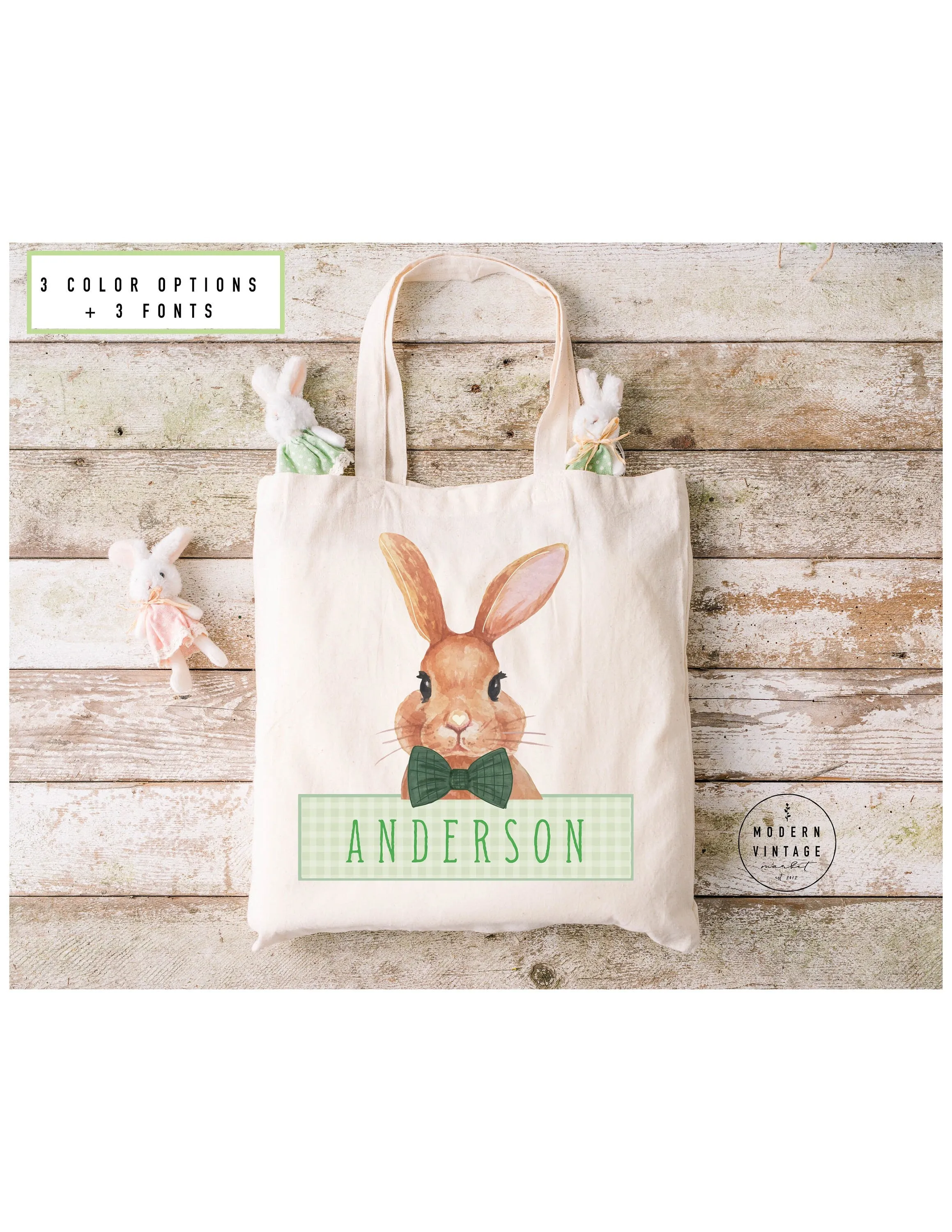 Personalized Easter Basket Tote Bag|Easter Gift Ideas|Easter Bunny Bags|Easter Tote Bag|Girls Easter Bag|Boys Easter Bag|Bunny Tote|GREEN