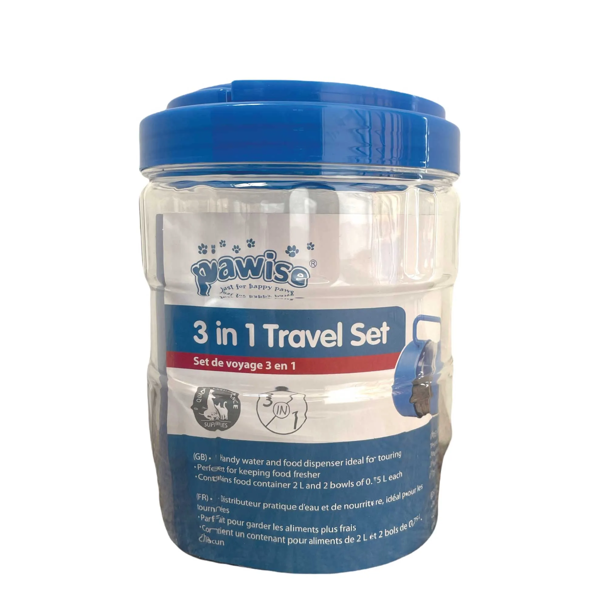 Portable 3-in-1 Pet Feeding Drink Set w/ 2 Bowls, 2L Capacity