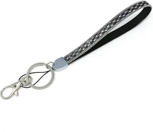 PU Leather Wristlet Key fob Key Chain for ID Holder, Key, Handbag, Cell Phone Accessories (Sequin)