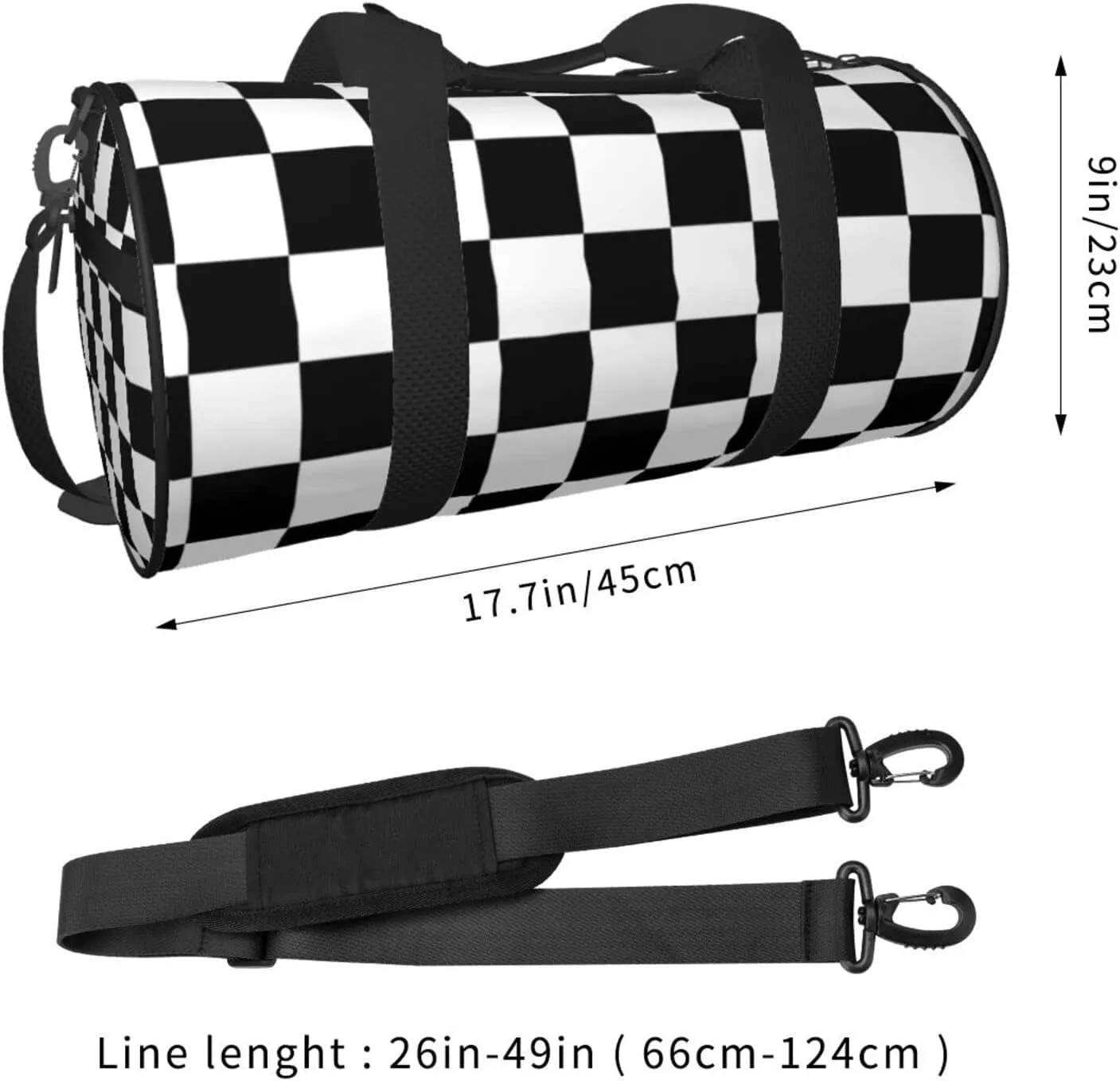 Race Checkered Sports Gym Bag Racing Checkerboard Travel Duffel Bag Shoes Compartment For Men Women Foldable Lightweight Yoga Gym Sports Bag 17.7 X 9 X 9 Inches