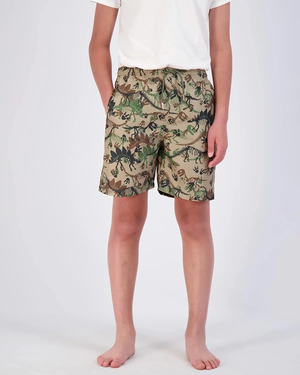Real Essentials 3-Pack: Boy's Swim Board Shorts Trunks with Drawstring Beach UPF Swimwear Surf Swimming Short for Boys