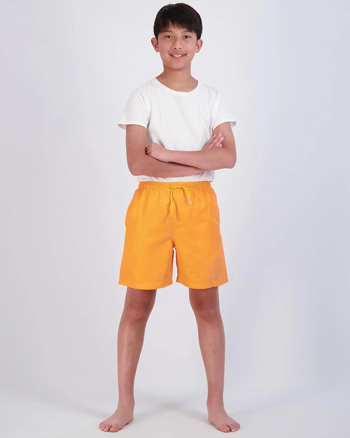 Real Essentials 3-Pack: Boy's Swim Board Shorts Trunks with Drawstring Beach UPF Swimwear Surf Swimming Short for Boys